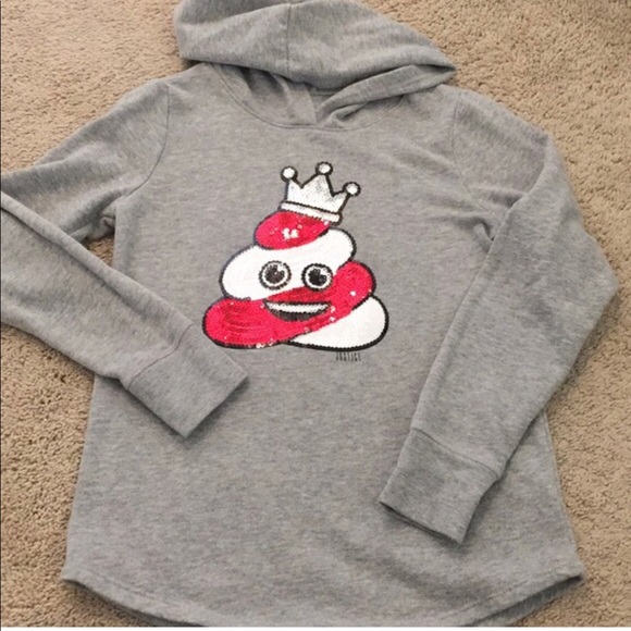 5/$20🦄Justice Poop Emoji Gray Hooded Top size 12 - Picture 2 of 8